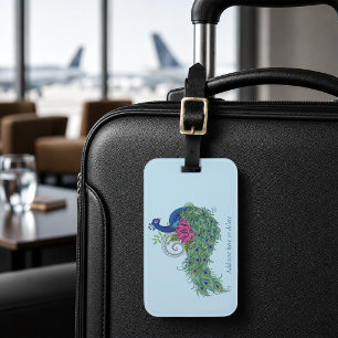 Eleganter Pfau-Lotus-Blume Verzierte Blaue Henna Gepäckanhänger