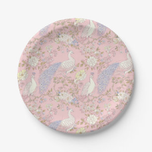 Eleganter Pfau-Schmuck Papierplatte Pappteller