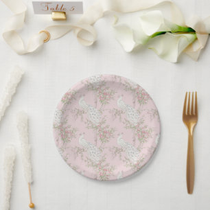 Eleganter Pfau-Schmuck Papierplatte Pappteller