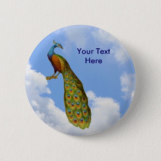 Eleganter Pfau Tier Knopf Button (Vorderseite)