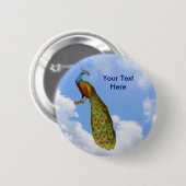 Eleganter Pfau Tier Knopf Button (Vorne & Hinten)