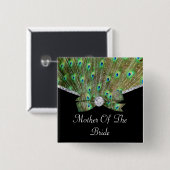 Eleganter Pfau u. Diamant-Hochzeit Button (Vorne & Hinten)