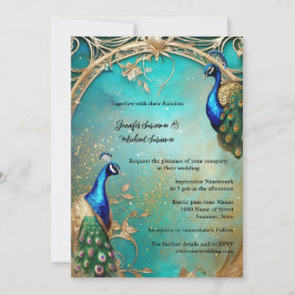 Eleganter Pfau und Federn Vintager eleganter Chic Einladung