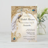 Eleganter Pfau und Federn Vintager eleganter Chic Einladung (Stehend Vorderseite)