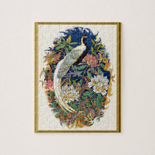 Eleganter Pfau unter Blume Puzzle