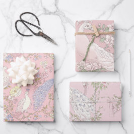 Eleganter Pfauen-Schmuck Geschenkpapier Set