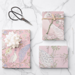 Eleganter Pfauen-Schmuck Geschenkpapier Set