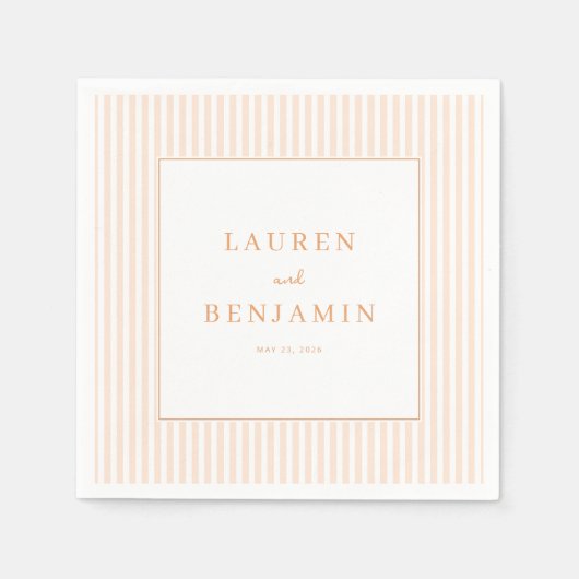 Eleganter Pfirsich gestreifter Minimalist Serviette (Vorderseite)