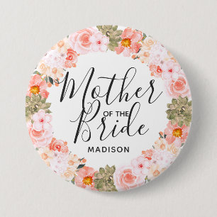 Eleganter Pfirsich-Minz-Blumenkranz Mutter der Bra Button