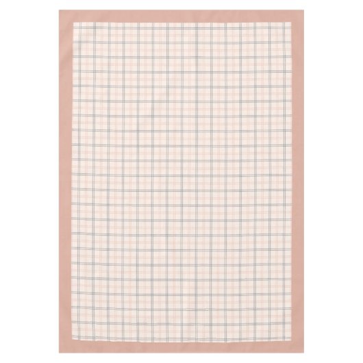 Eleganter Pfirsich und graue karierte Tablettendec Tischdecke (Vorderseite)