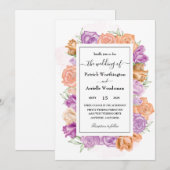 Eleganter Pfirsich und lila Einladungen (Vorne/Hinten)