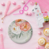 Eleganter Pfirsich und Weiße Weibliche Pappteller (Party)