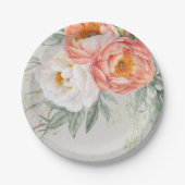 Eleganter Pfirsich und Weiße Weibliche Pappteller (Vorderseite)