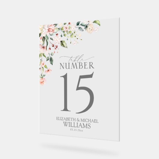 Eleganter Pfirsichrosa Empfang Acrylschild (Winkel)