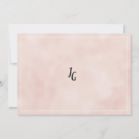 Eleganter Pfirsichweiße Blume Spitzenrahmen Danke Einladung (Rückseite)