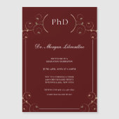 Eleganter PhD Gold Burgundy Abschluss Magneteinladung (Vorderseite)
