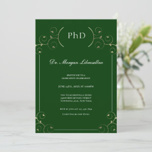 Eleganter PhD Gold Green Abschluss Einladung