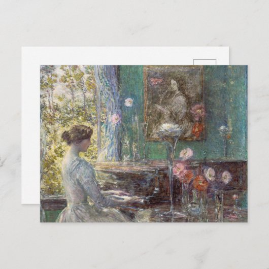 Eleganter Pianist, Improvisation von Childe Hassam Postkarte (Vorne/Hinten)