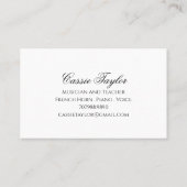 Eleganter Piano Französischer Hornmusiklehrer Visitenkarte (Rückseite)