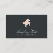 Eleganter Piano-Instruktor in Schwarz und Rosa Visitenkarte (Vorderseite)
