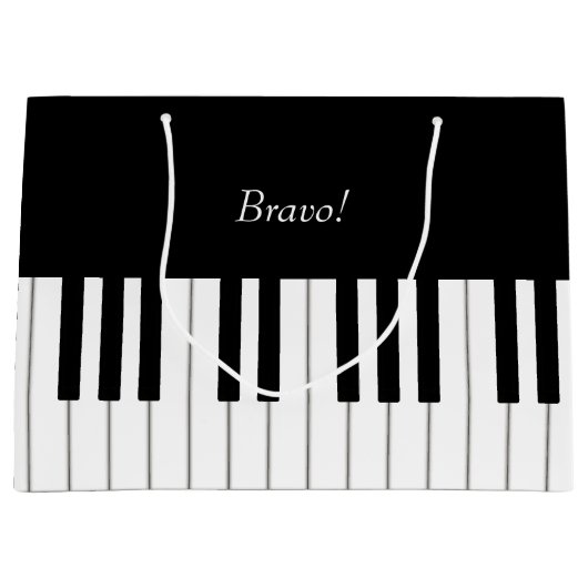 Eleganter Piano Keyboard Individuelle Name & Messa Große Geschenktüte (Vorderseite)