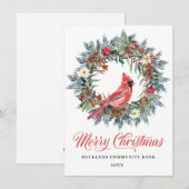 Eleganter Pine Christmas Wreath Kardinal Feiertagskarte (Vorne/Hinten)