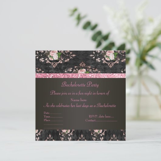 ELEGANTER PINK BACHELORETTE EINLADUNG Blumendruck (Stehend Vorderseite)