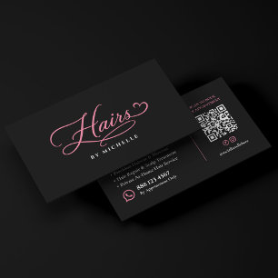 Eleganter Pink Black Hair Salon Hairstylist Visitenkarte
