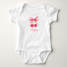 Eleganter Pink Bow Cherries Girl Baby Bodysuit