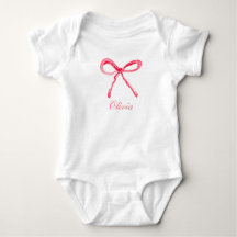 Eleganter Pink Bow Cherries Girl Baby Bodysuit