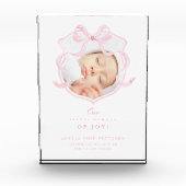 Eleganter Pink Bow Foto Baby Girl Acrylic Block (Vorderseite)