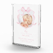 Eleganter Pink Bow Foto Baby Girl Acrylic Block (Rechts)