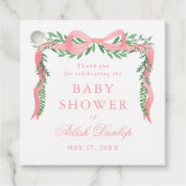 Eleganter Pink Bow mit Greenery Boy Baby Shower Geschenkanhänger (Vorderseite)