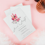 Eleganter Pink Calligraphy Brunch Bubbly Bridal Einladung