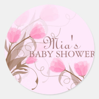 Eleganter Pink Floral Baby Shower Sticker