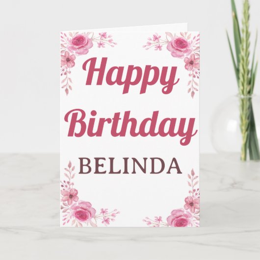 ELEGANTER PINK FLORAL BIRTHDAY CARD KARTE (Vorderseite)