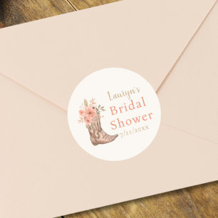Eleganter Pink Floral Cowgirl Brautparty Sticker