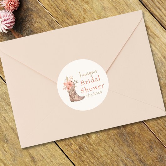 Eleganter Pink Floral Cowgirl Brautparty Sticker