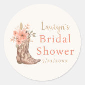 Eleganter Pink Floral Cowgirl Brautparty Sticker (Vorderseite)