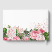 Eleganter Pink Floral Foto Memorial Keepake Gästebuch (Rückseite)