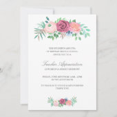 Eleganter Pink Floral Garland Teachers Day Einladung (Vorderseite)