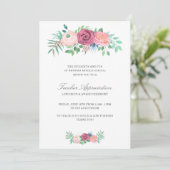 Eleganter Pink Floral Garland Teachers Day Einladung (Stehend Vorderseite)