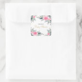 Eleganter Pink Floral Greenery Baby Shower Sticker (Tasche)