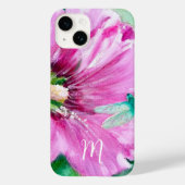 Eleganter Pink Floral Monogram Case-Mate iPhone Ca Hülle (Rückseite)