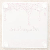 Eleganter Pink Glam Glitzer Tropfen Glasuntersetzer (Rückseite)