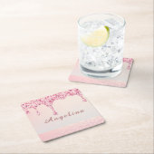 Eleganter Pink Glam Glitzer Tropfen Rechteckiger Pappuntersetzer (Vor Ort)