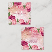Eleganter Pink-Glitzer Quadratische Visitenkarte (Vorne/Hinten)