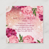 Eleganter Pink-Glitzer Quadratische Visitenkarte (Rückseite)