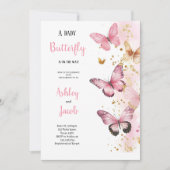 ELEGANTER PINK , GOLD , LILA BABYSHOWER EINLADUNG (Vorderseite)