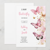 ELEGANTER PINK , GOLD , LILA BABYSHOWER EINLADUNG (Vorne/Hinten)